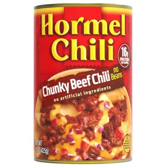 HORMEL Chili Chunky Beef No Beans, No Artificial Ingredients, 15 Oz