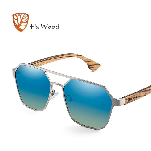 Hu Wood Sunglasses Men Polarized Red Lens Handmade Brand Gr8039