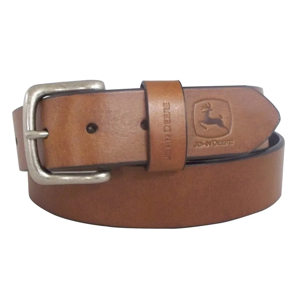 John Deere 38mm Brown Oil Tan Bridle Leather Belt