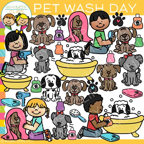 Kids Pet Wash Clip Art