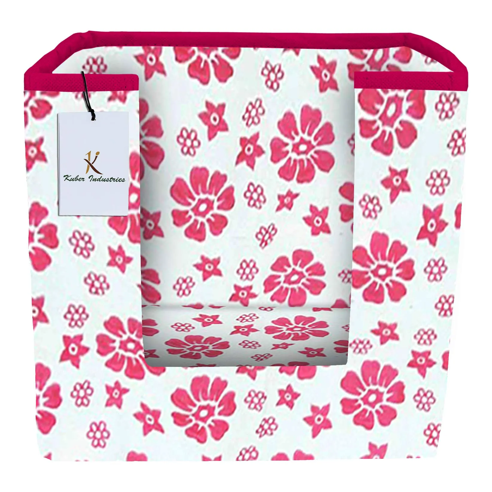 Kuber Industries Flower Printed Non Woven 1 Piece Shirt Stacker And 2 Piece Foldable Rectangle Cloth Saree Stacker Cloth Wardrobe Organizer Wardrobe Organizer (Pink) -CTKTC38188