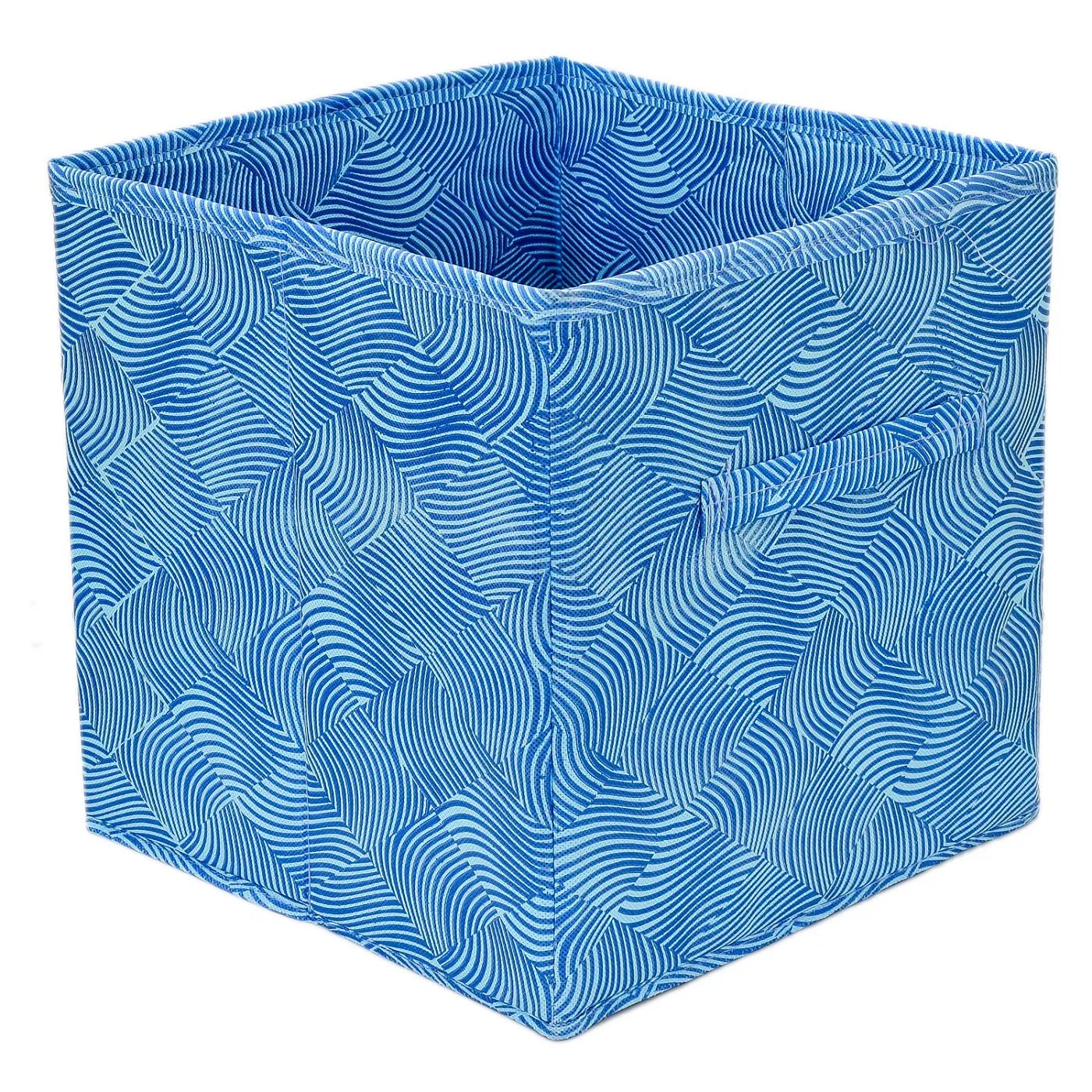 Kuber Industries Leheriya Print Non Woven 4 Pieces Fabric Foldable Cubes Storage Box with Handle, Extra Large (Blue)-KUBMART2096