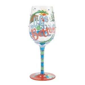 Life on Vacation Hand Painted Wine Glass