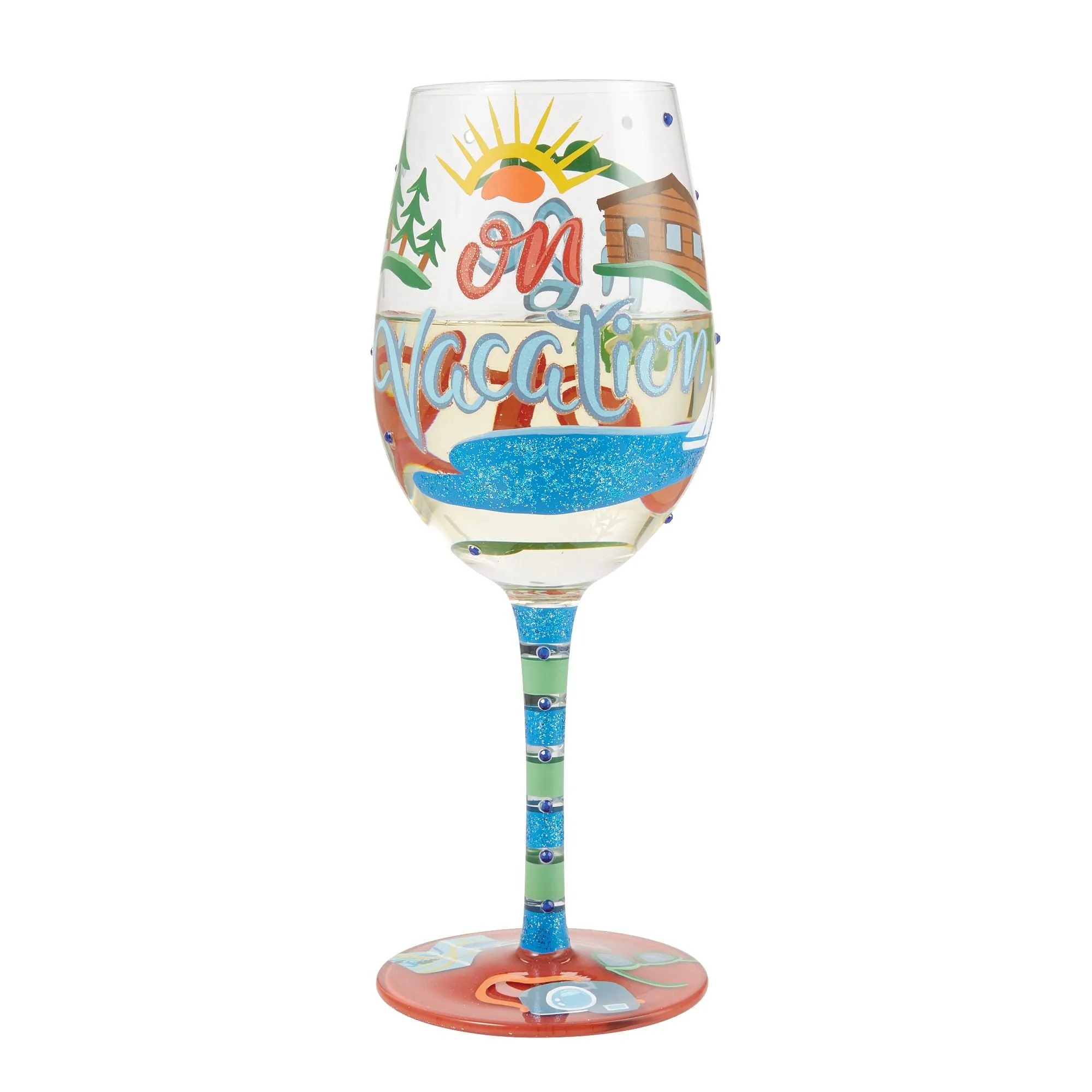 Life on Vacation Hand Painted Wine Glass