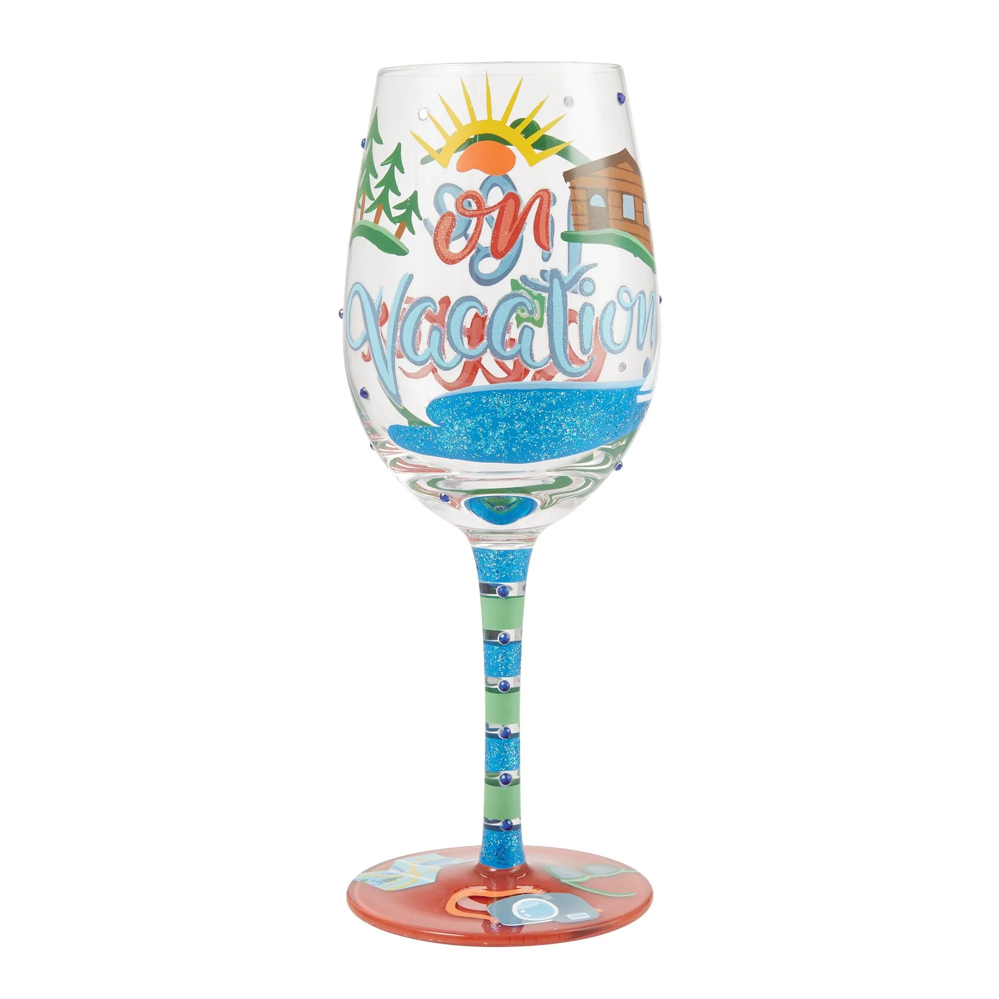 Life on Vacation Hand Painted Wine Glass