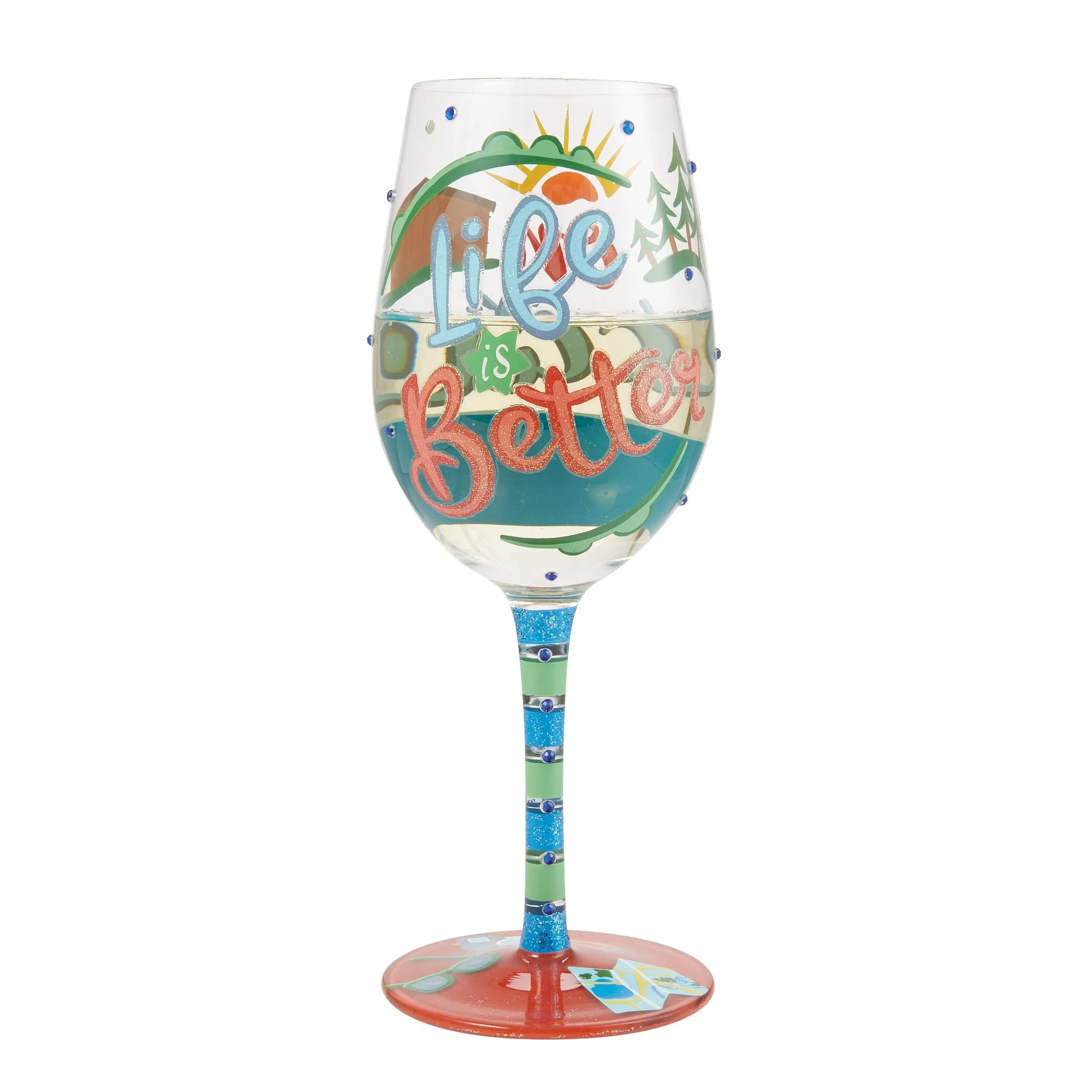 Life on Vacation Hand Painted Wine Glass