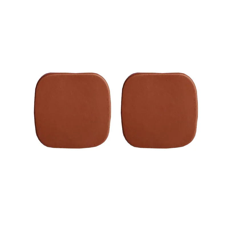 Minimal Square Dark Red Invisible Clip On Stud Earrings