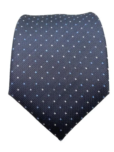 Navy Blue Pin Dotted Extra Long Men's Tie