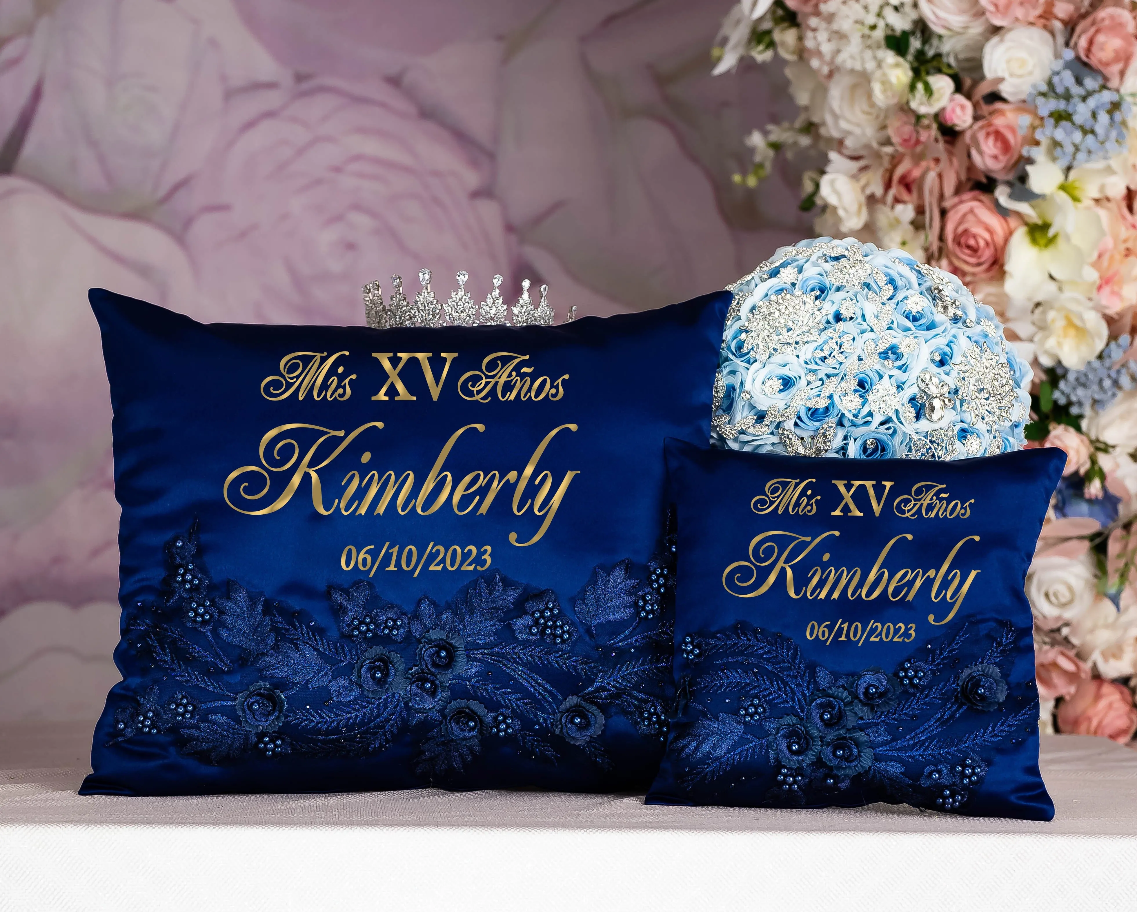 Navy blue with gold quinceanera toasting package