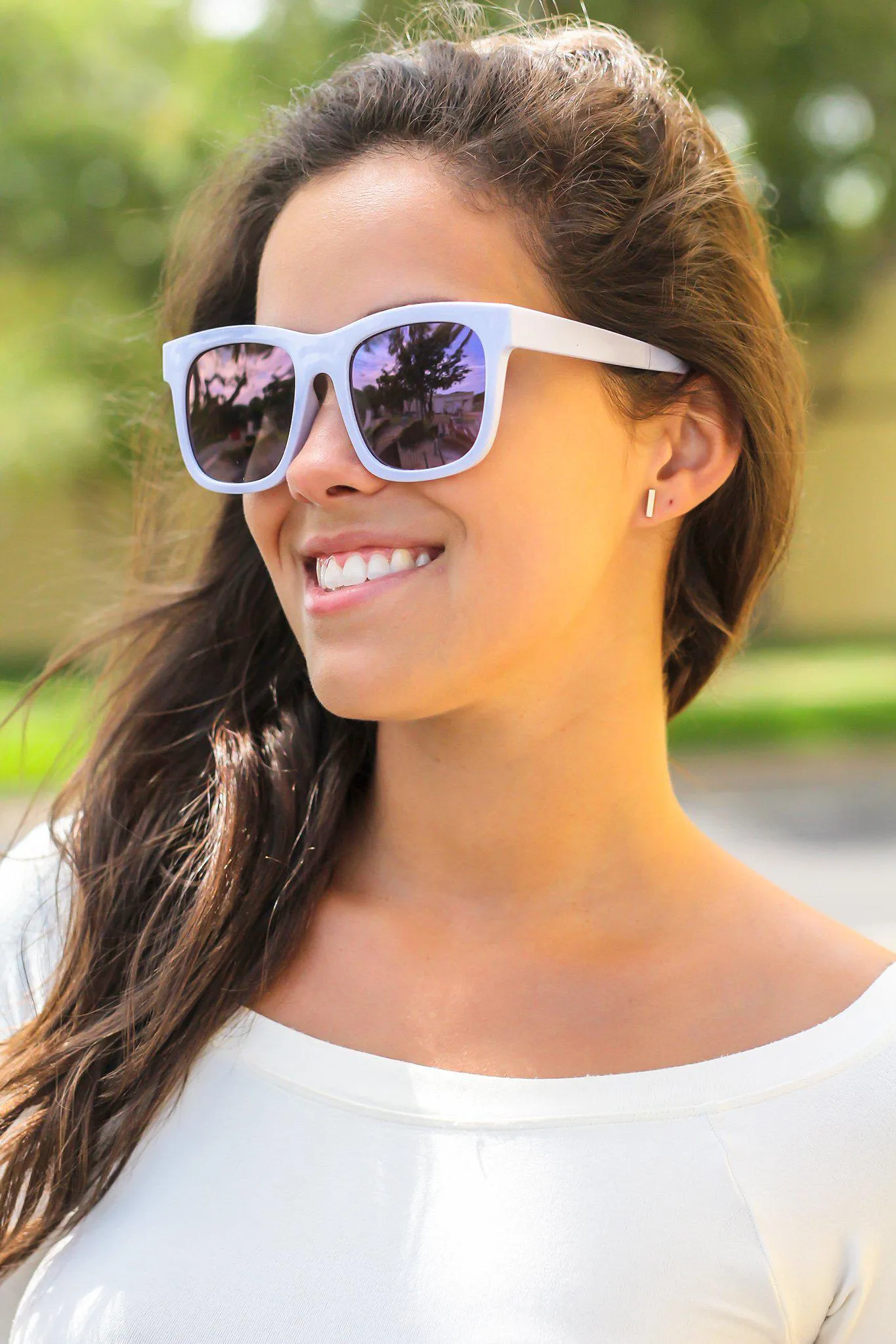 Pale Blue Sunglasses with Black Lenses