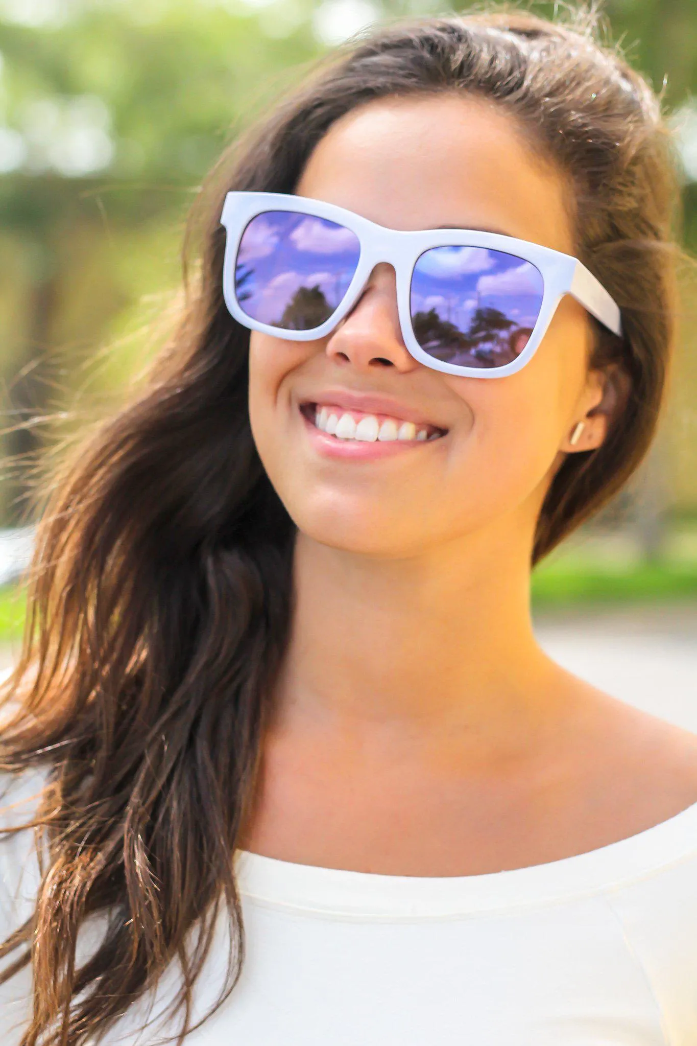 Pale Blue Sunglasses with Black Lenses