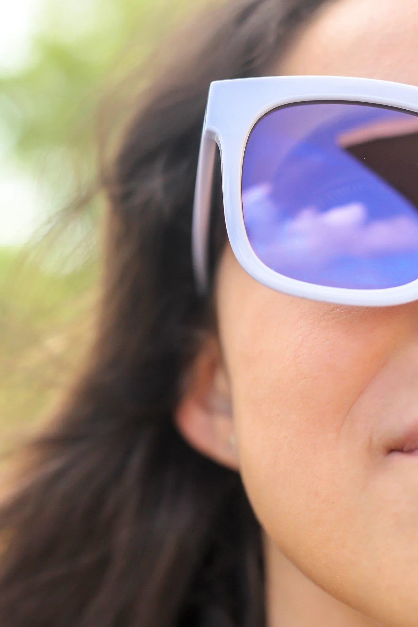 Pale Blue Sunglasses with Black Lenses