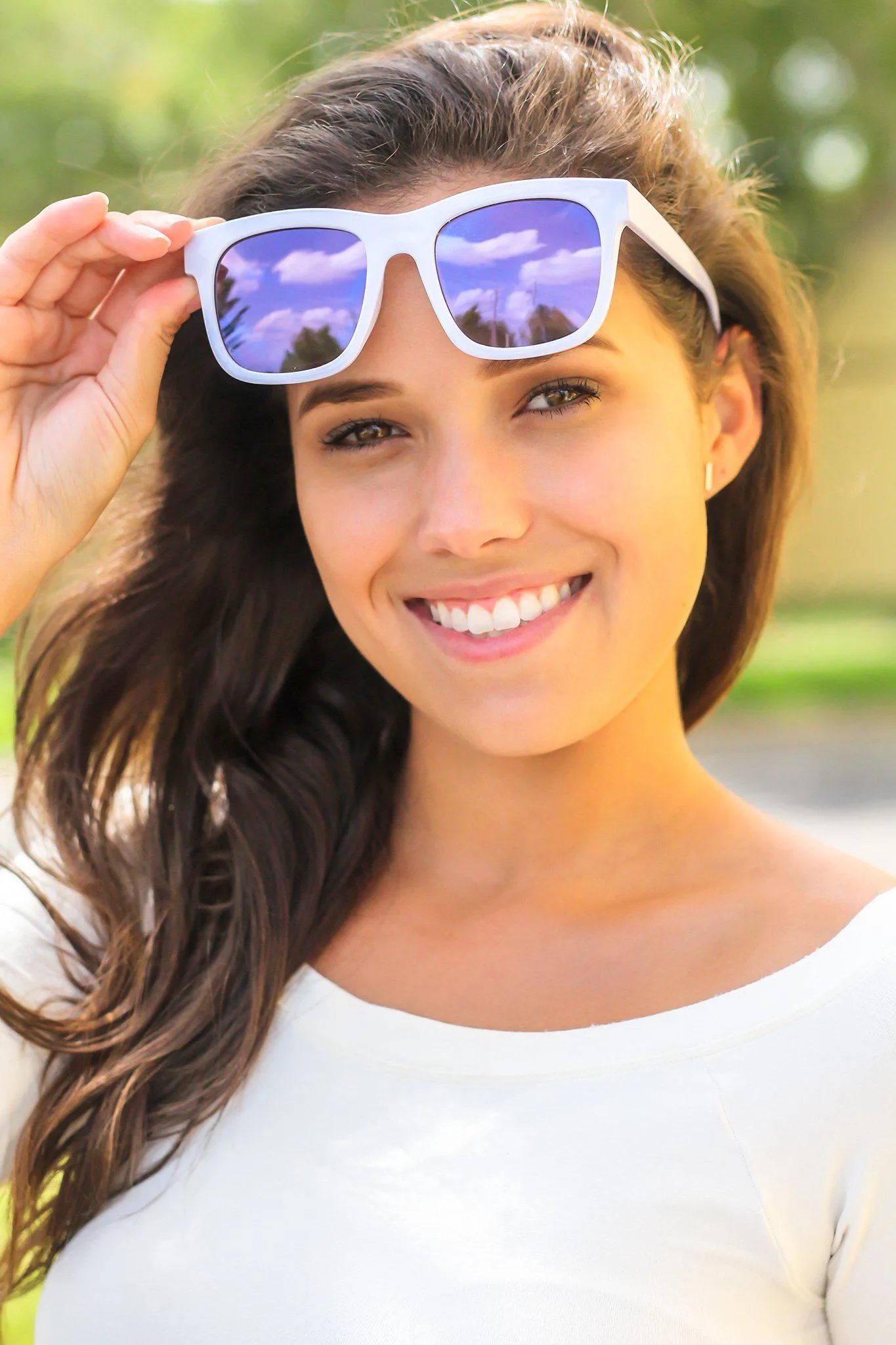 Pale Blue Sunglasses with Black Lenses