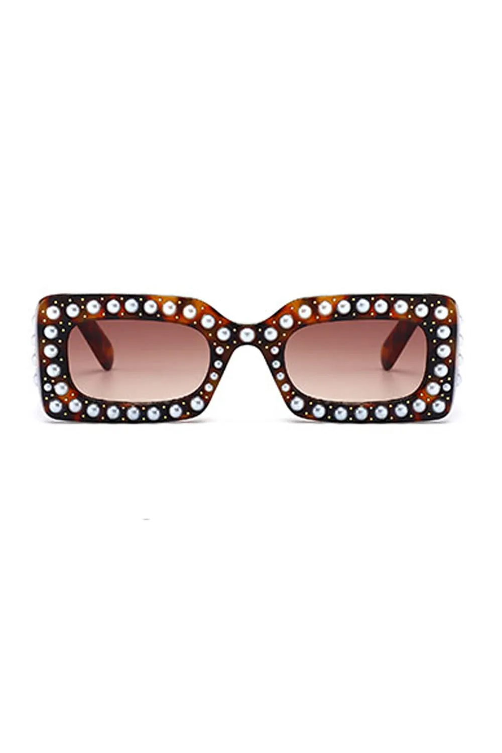 Pearl Detail Square Plastic Sunglasses