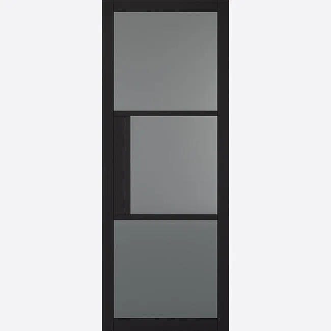 Pre-Assembled Black Primed Tribeca Glazed 3L Tinted Door Set