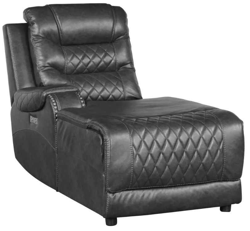 Putnam Power Left Side Reclining Chaise with USB Port in Gray 9405GY-LCPW