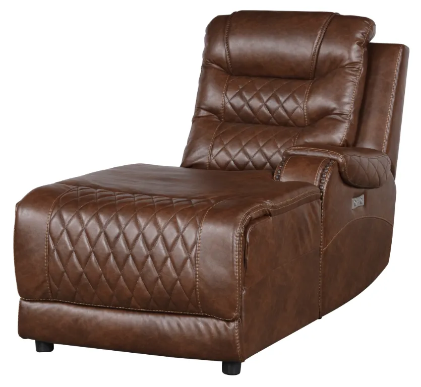 Putnam Power Right Side Reclining Chaise with USB Port in Brown 9405BR-RCPW