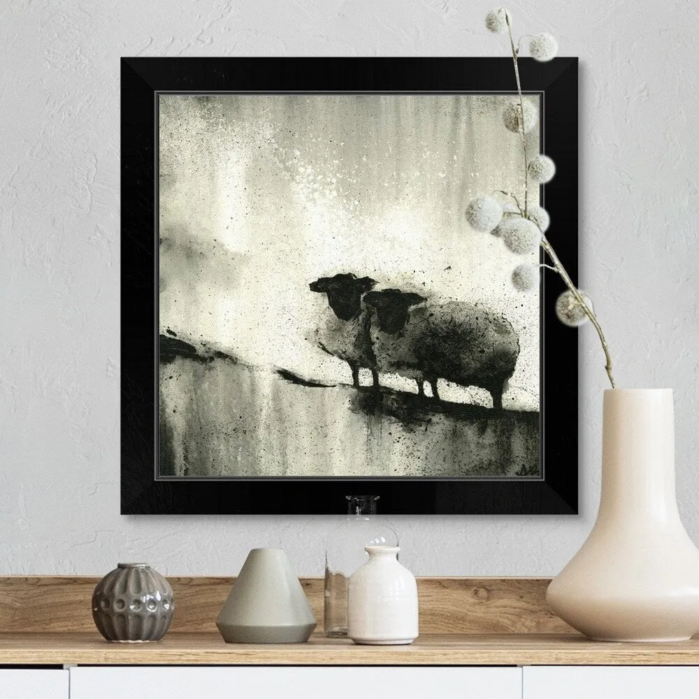 "BW Sheep" Black Framed Print