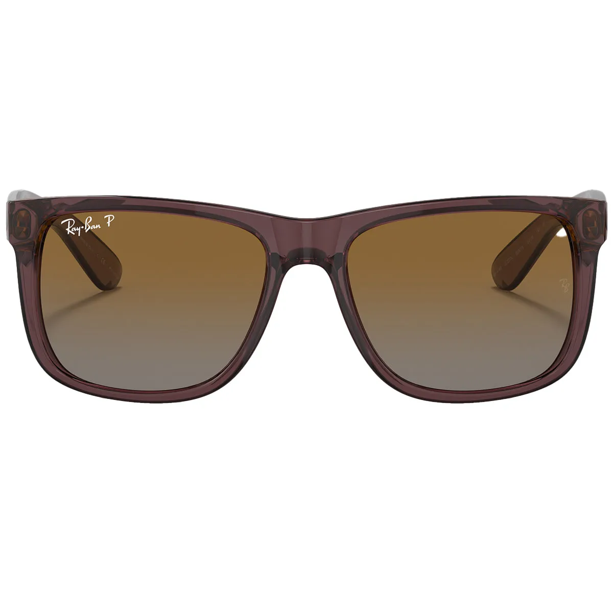 Ray-Ban Justin Classic Polarized Sunglasses - Polished Transparent Dark Brown/Brown