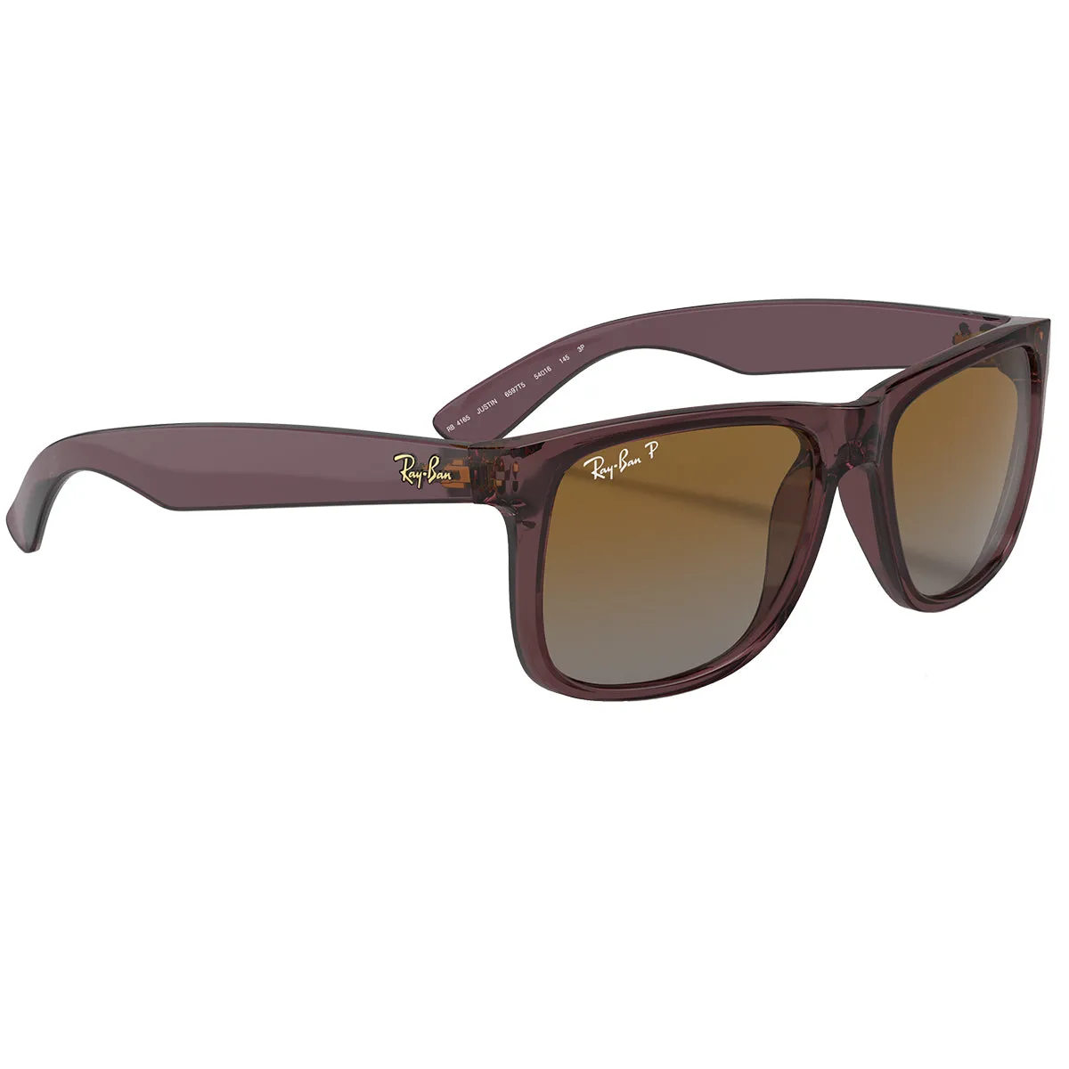 Ray-Ban Justin Classic Polarized Sunglasses - Polished Transparent Dark Brown/Brown