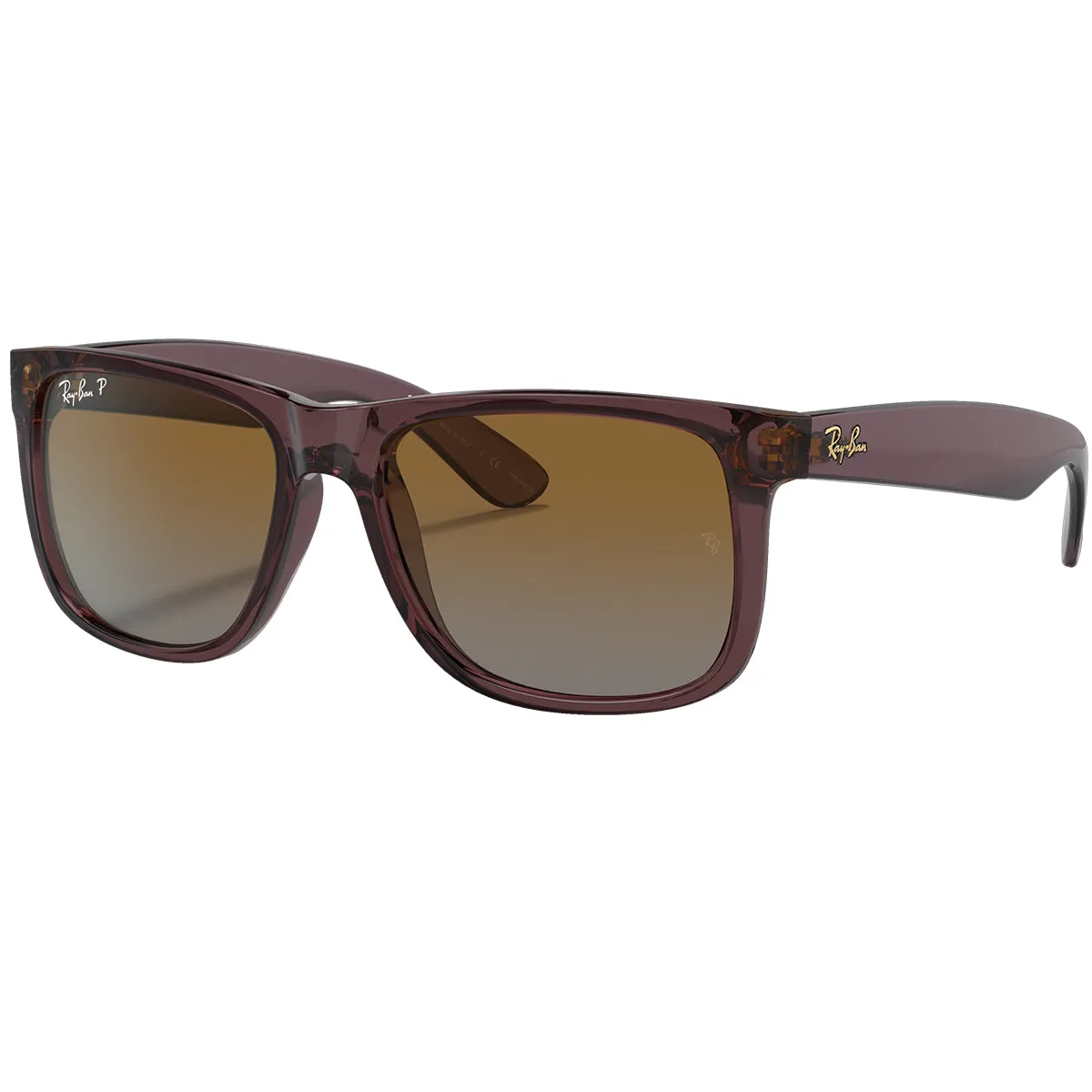 Ray-Ban Justin Classic Polarized Sunglasses - Polished Transparent Dark Brown/Brown