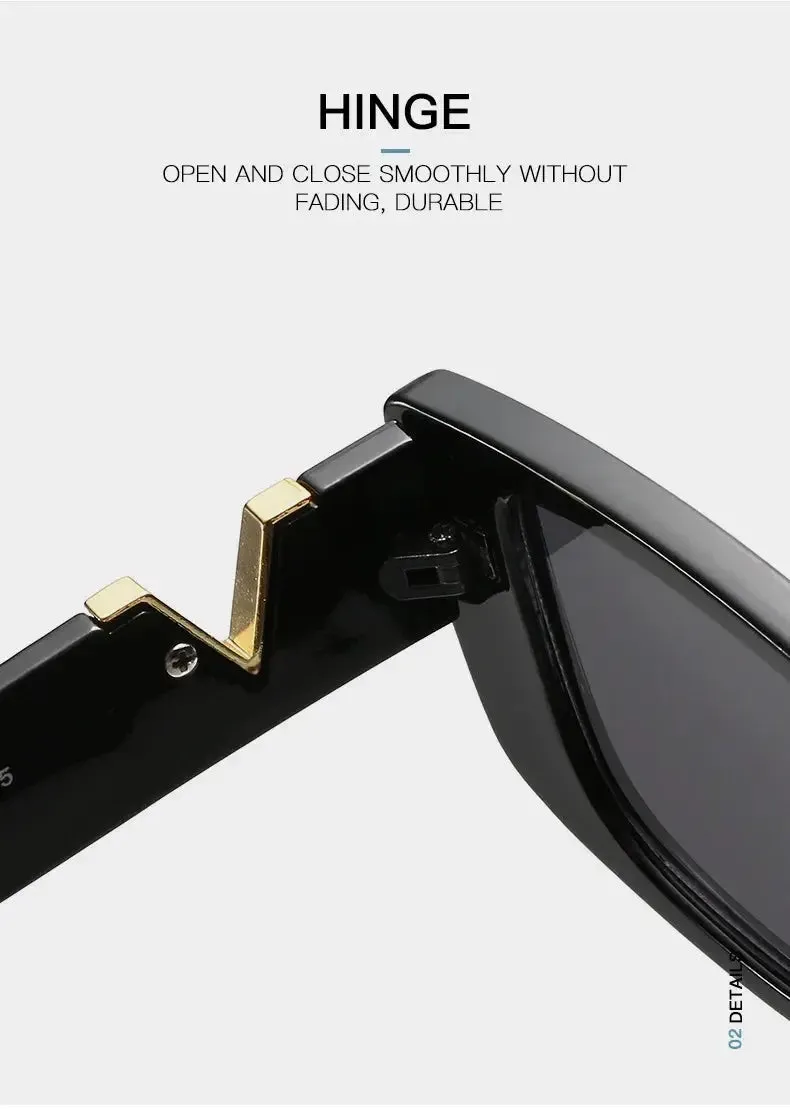 Retro Rectangle Sunglasses Women Brand Designer Vintage Small Frame Luxury V Sun Glasses Ladies Classic Black Square