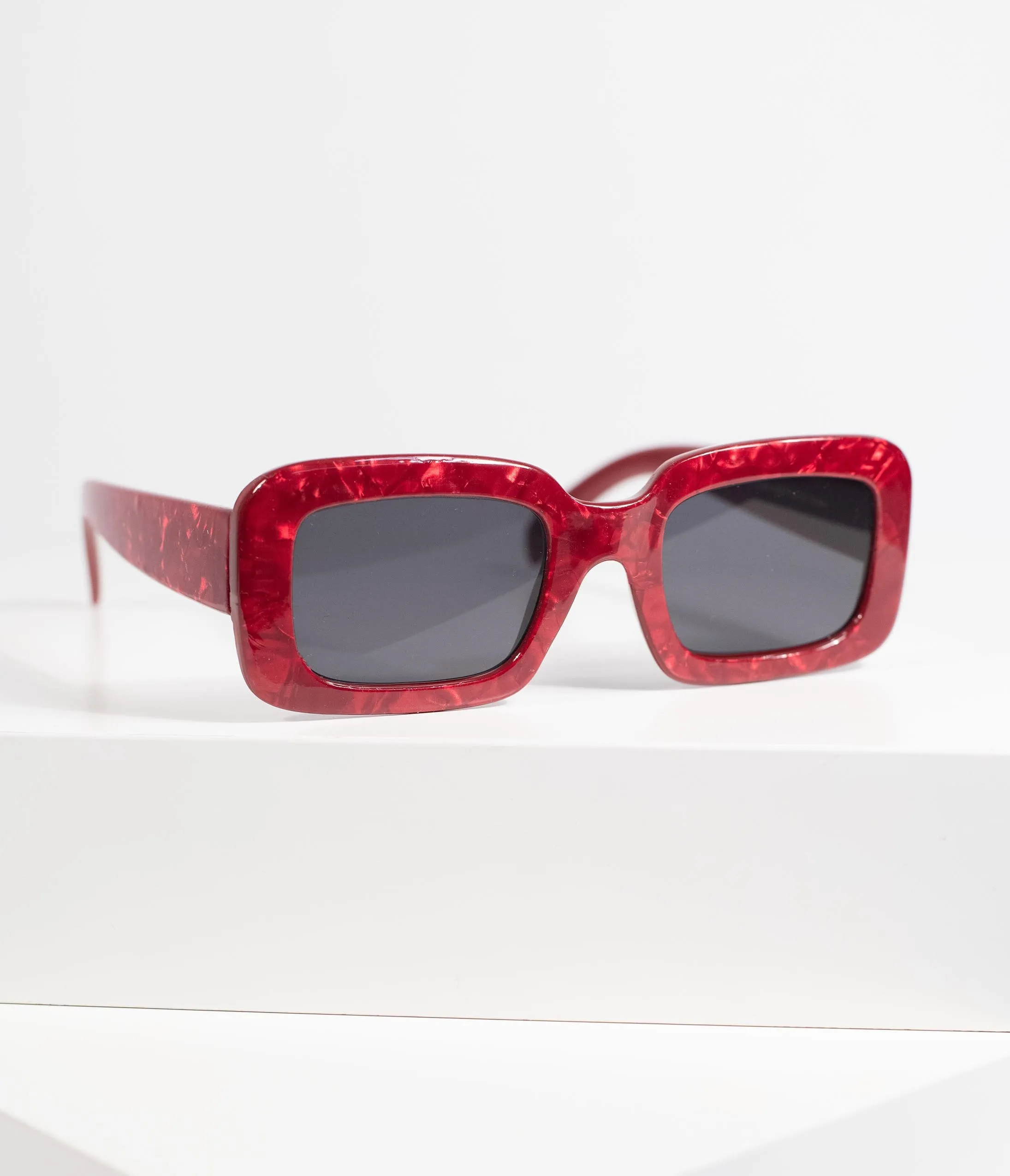 Retro Style Red Marble Museum Square Sunglasses