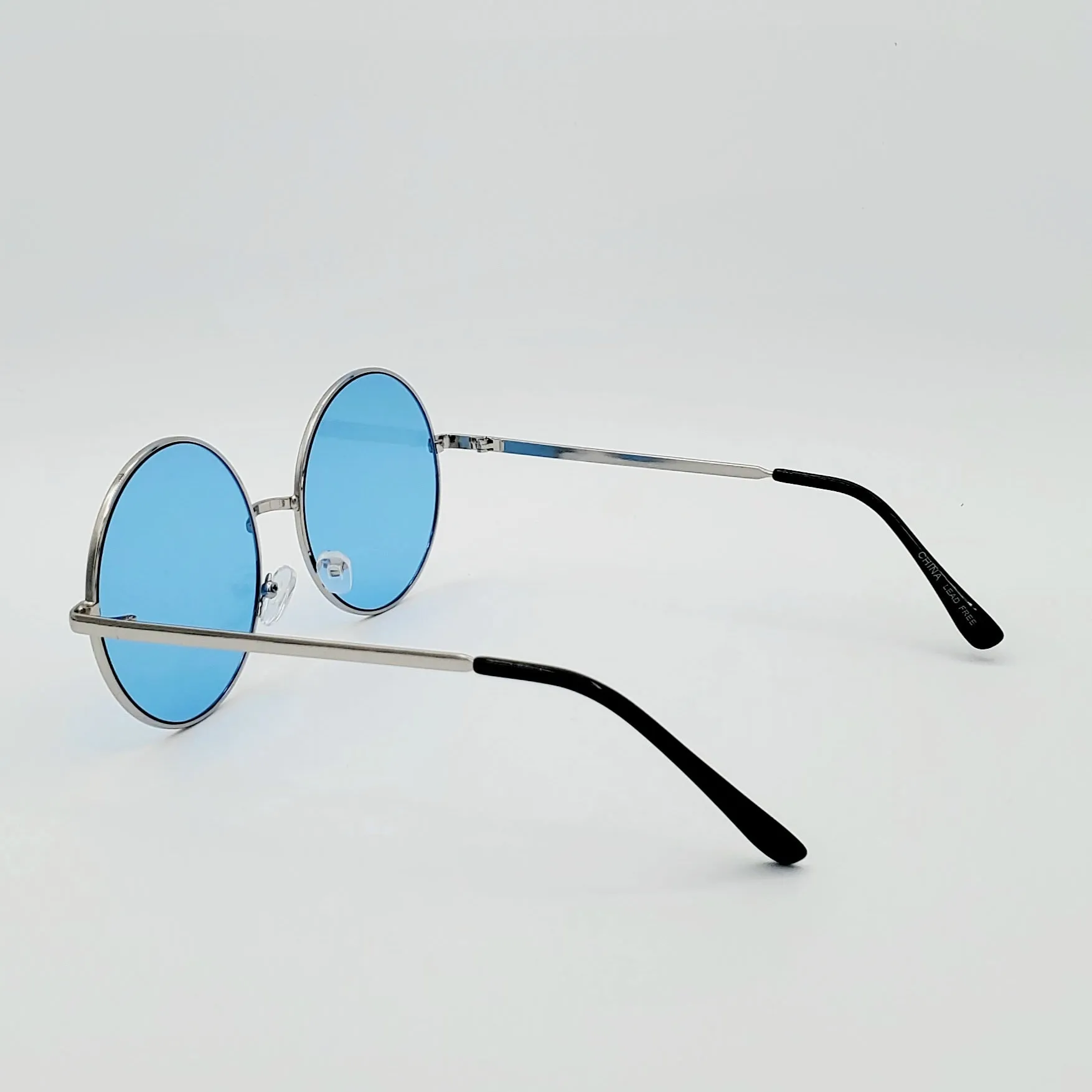 Round 2 1/4” Metal Frame Sunglasses - Blue