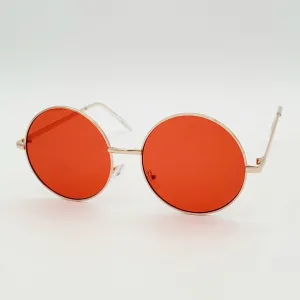 Round 2 1/4” Metal Frame Sunglasses - Red