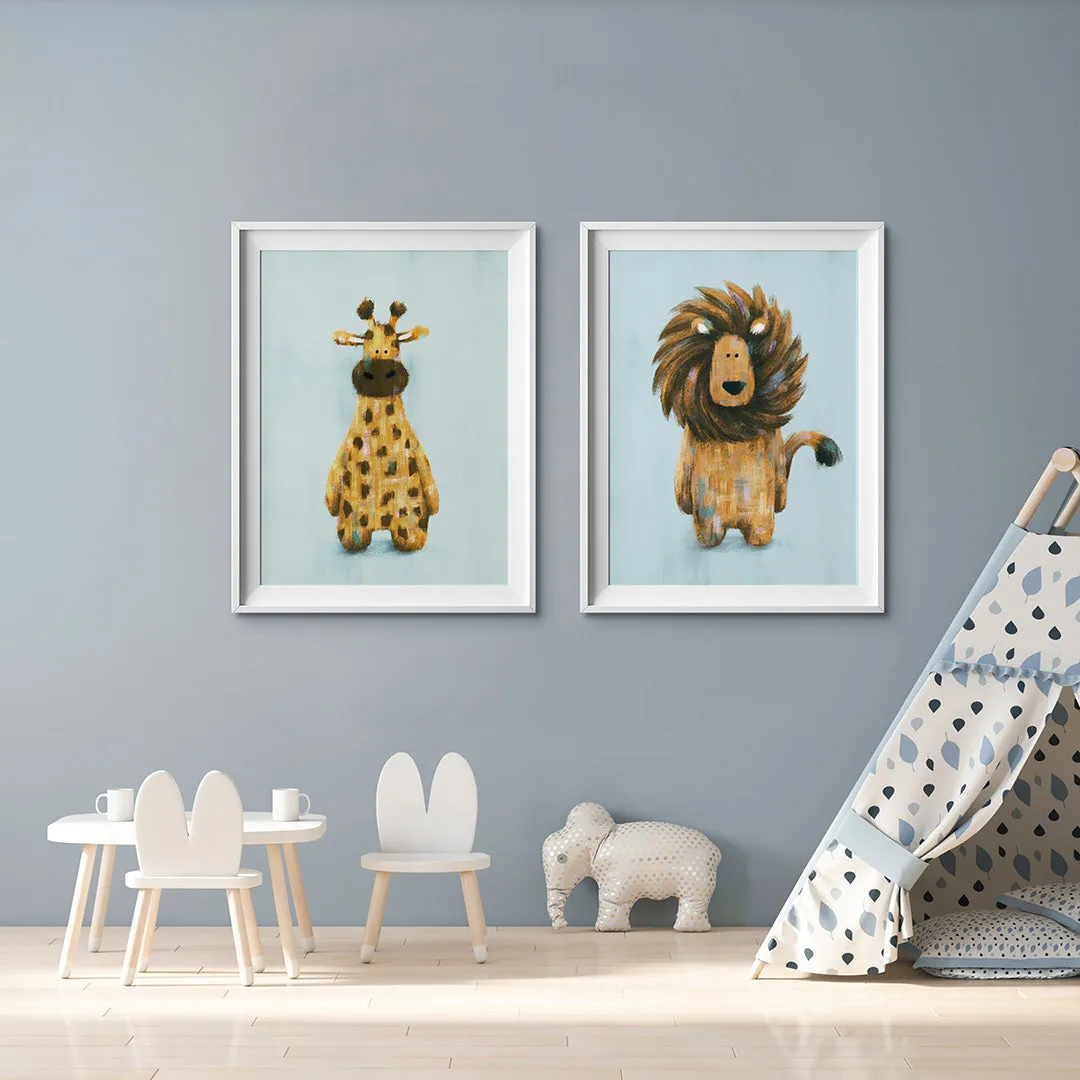 Safari Animals Set Of 2 Nursery Prints