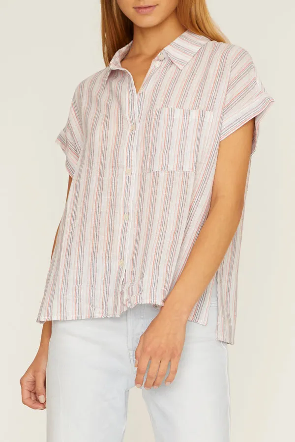 Sanctuary - Mod Short Sleeve Boyfriend Shirt Santa Fe Stripe