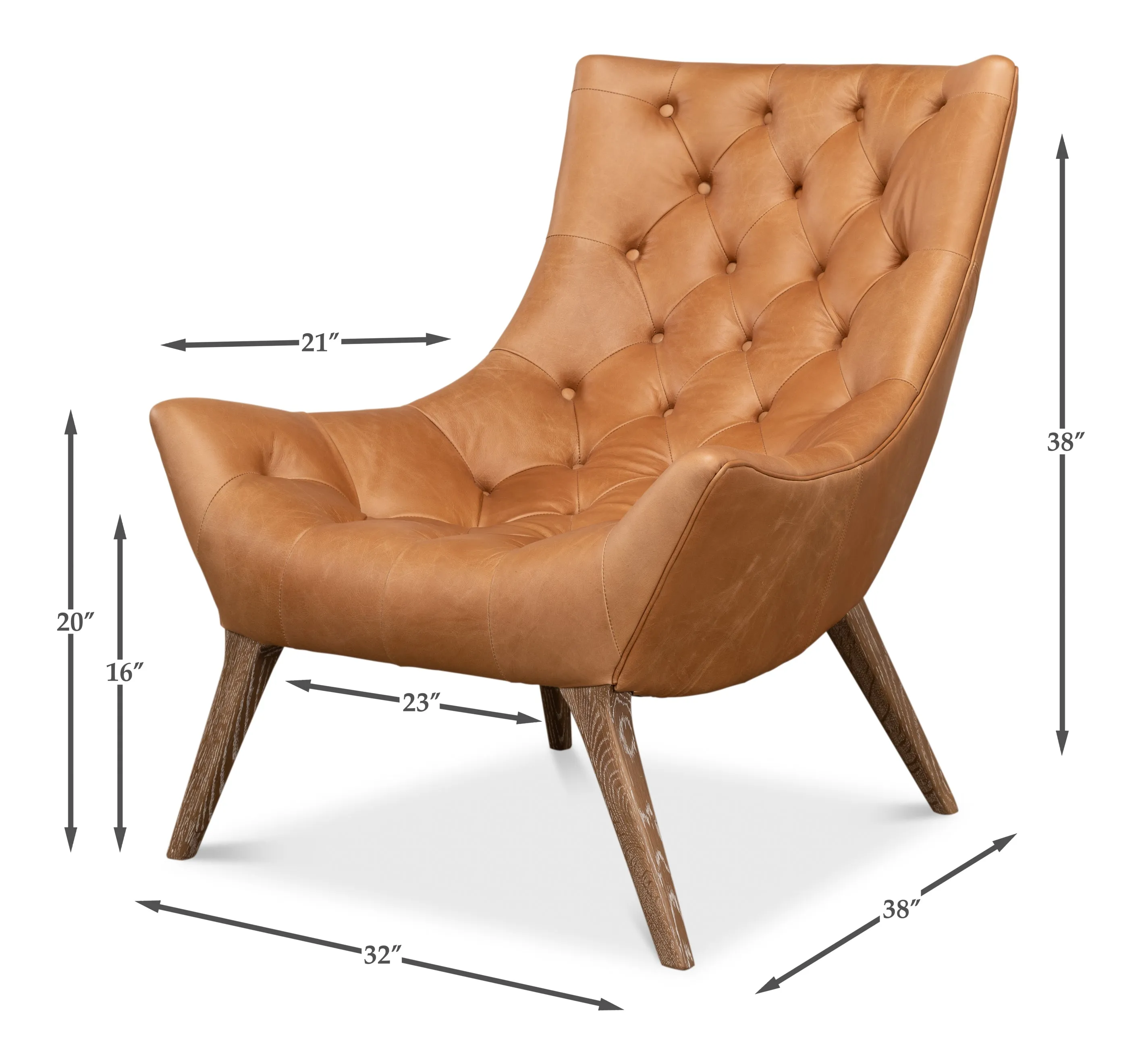 Sarreid - Lola Leather Chair - Brown - Traditional