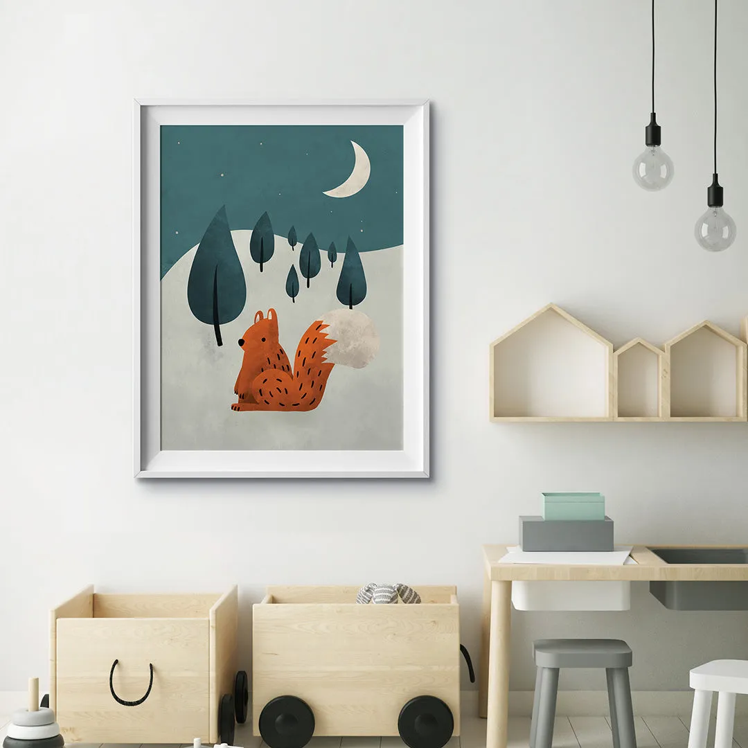 Scandi Squirrel Nursery Print