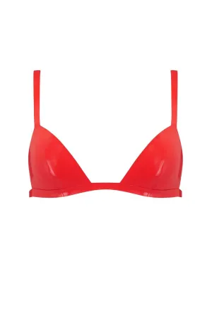 Scarlet Red Latex Triangle Bra