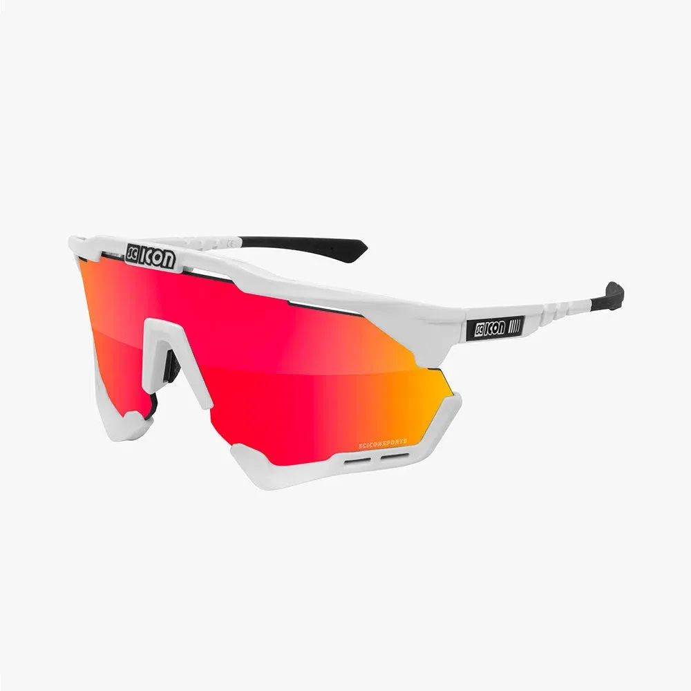 SCICON AEROSHADE XL WHITE GLOSS Sunglasses - MULTIMIRROR RED LENSES