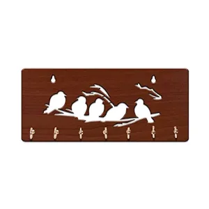 Sehaz Artworks Key Holder for Home | Wall Stylish Key Stand | Key Hanger | Key Chain Holders for Wall (7 Hooks, 5 Birds)