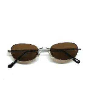 //Style M093 // Vintage 90s Small Size Matrix Style Sunglasses - Silver/Brown