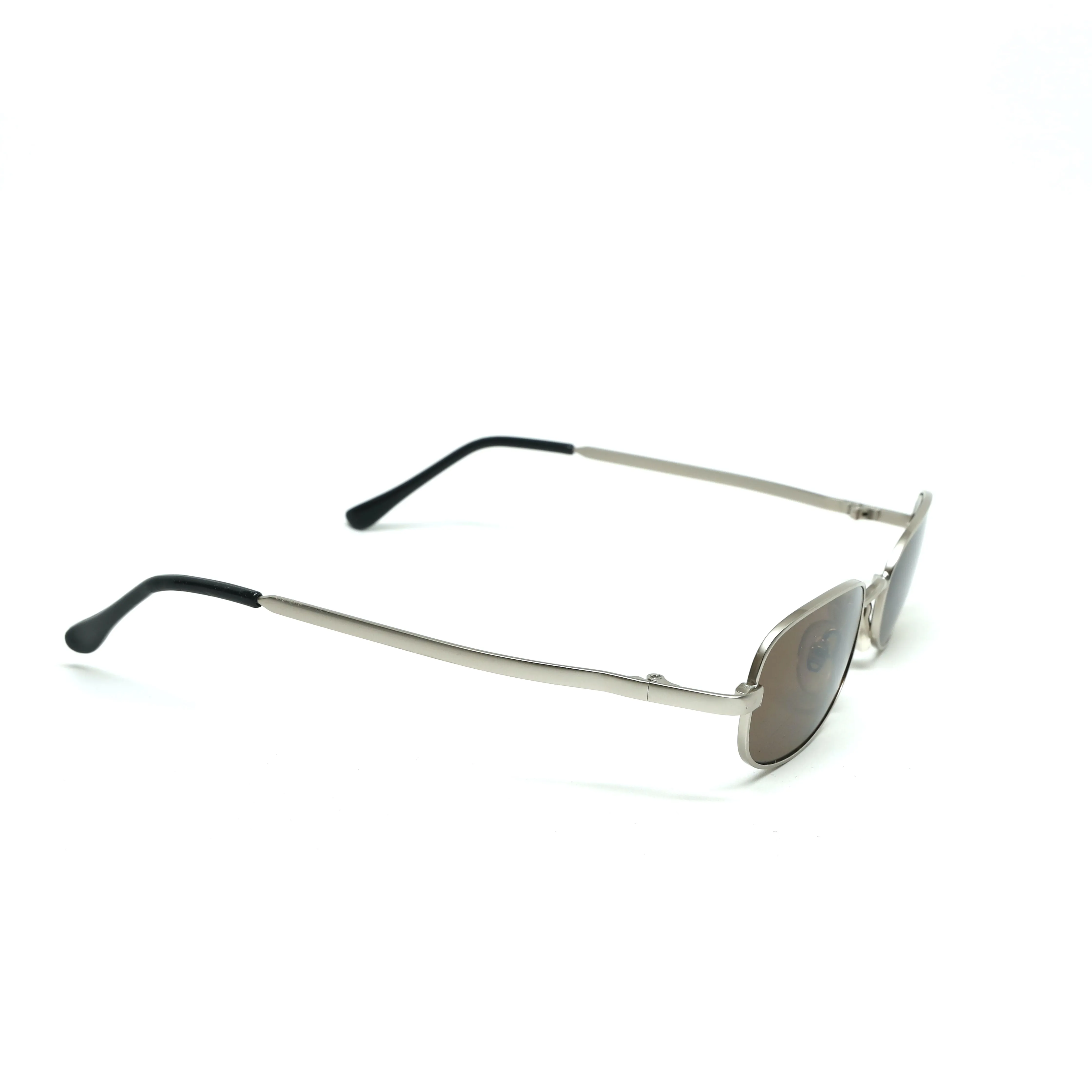 //Style M093 // Vintage 90s Small Size Matrix Style Sunglasses - Silver/Brown