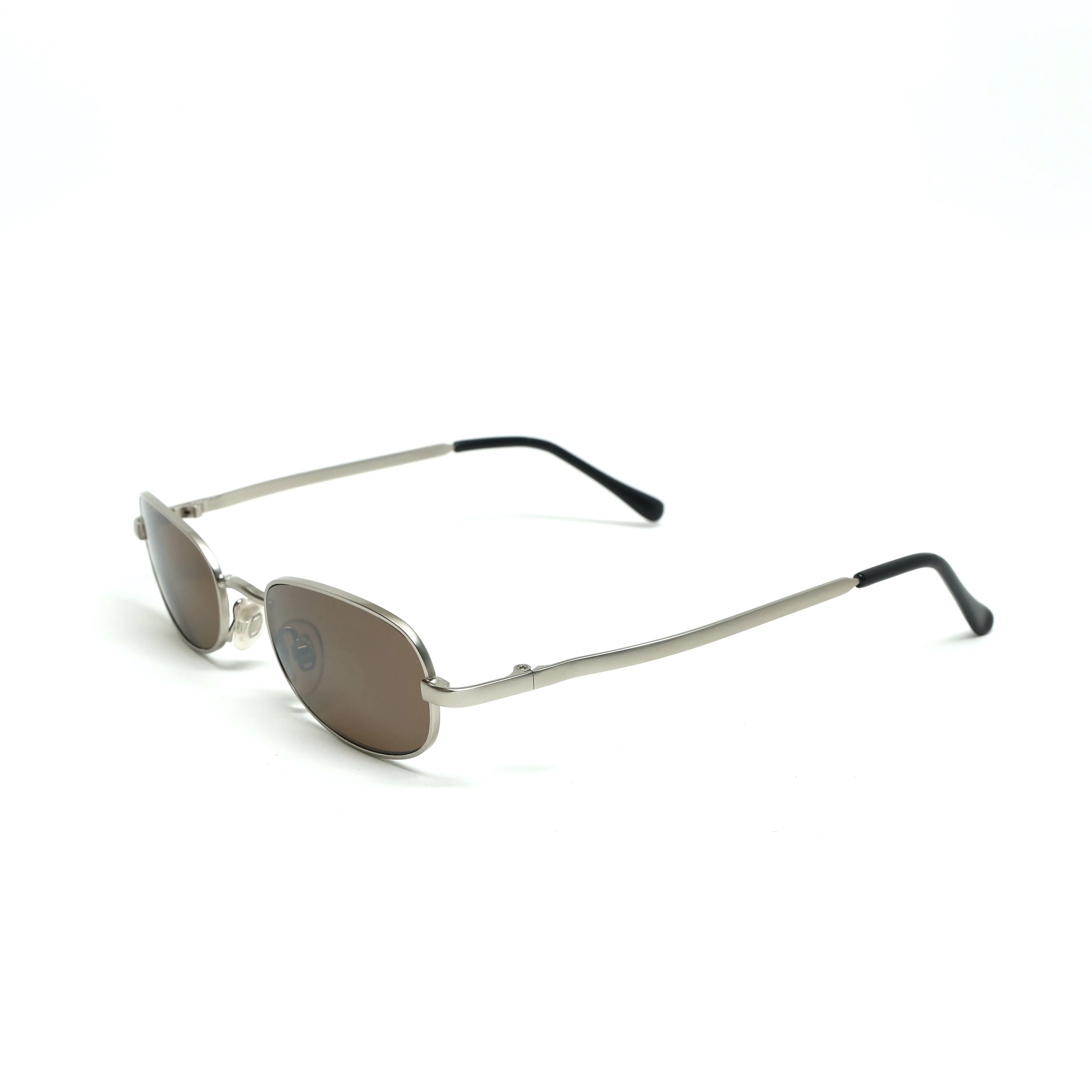 //Style M093 // Vintage 90s Small Size Matrix Style Sunglasses - Silver/Brown