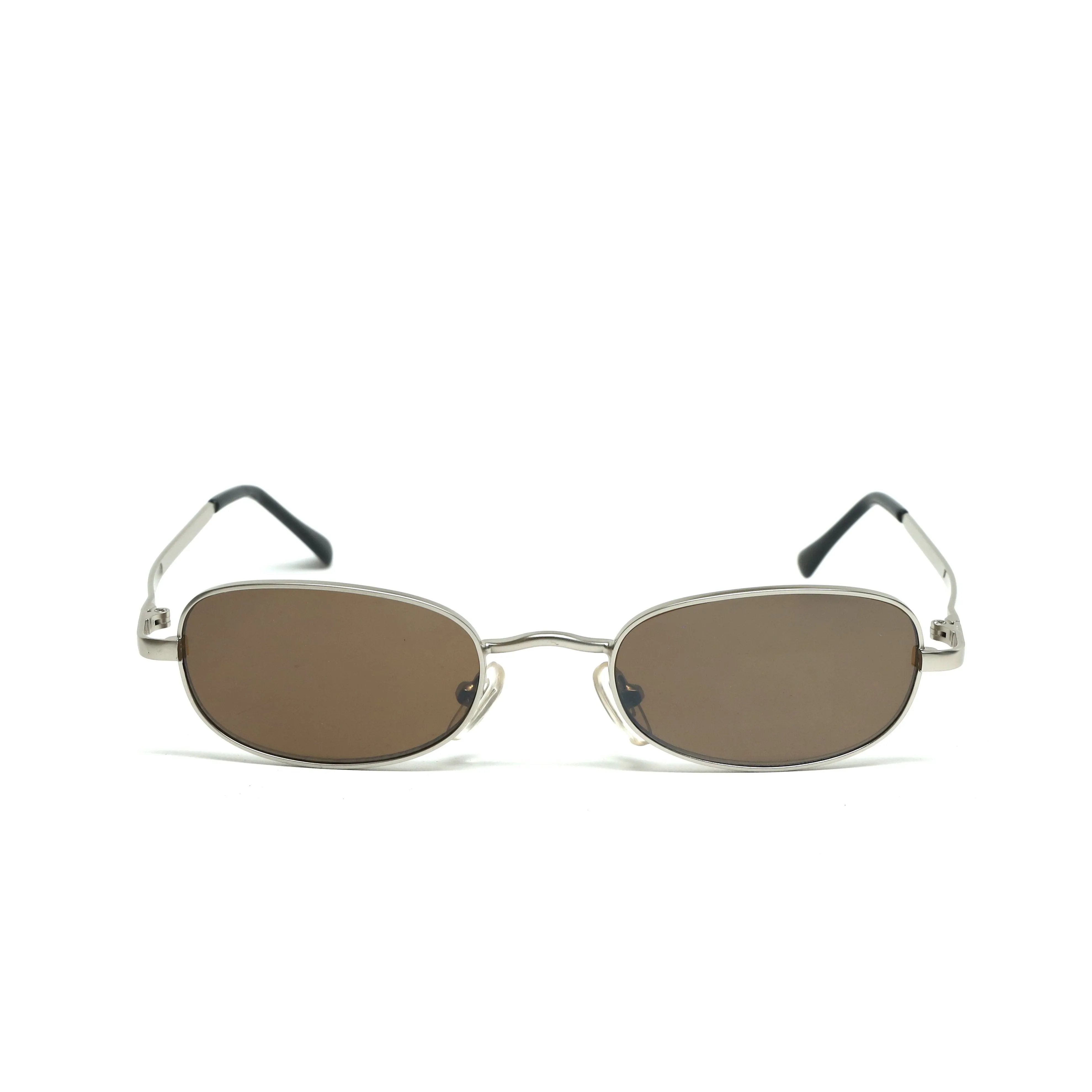 //Style M093 // Vintage 90s Small Size Matrix Style Sunglasses - Silver/Brown