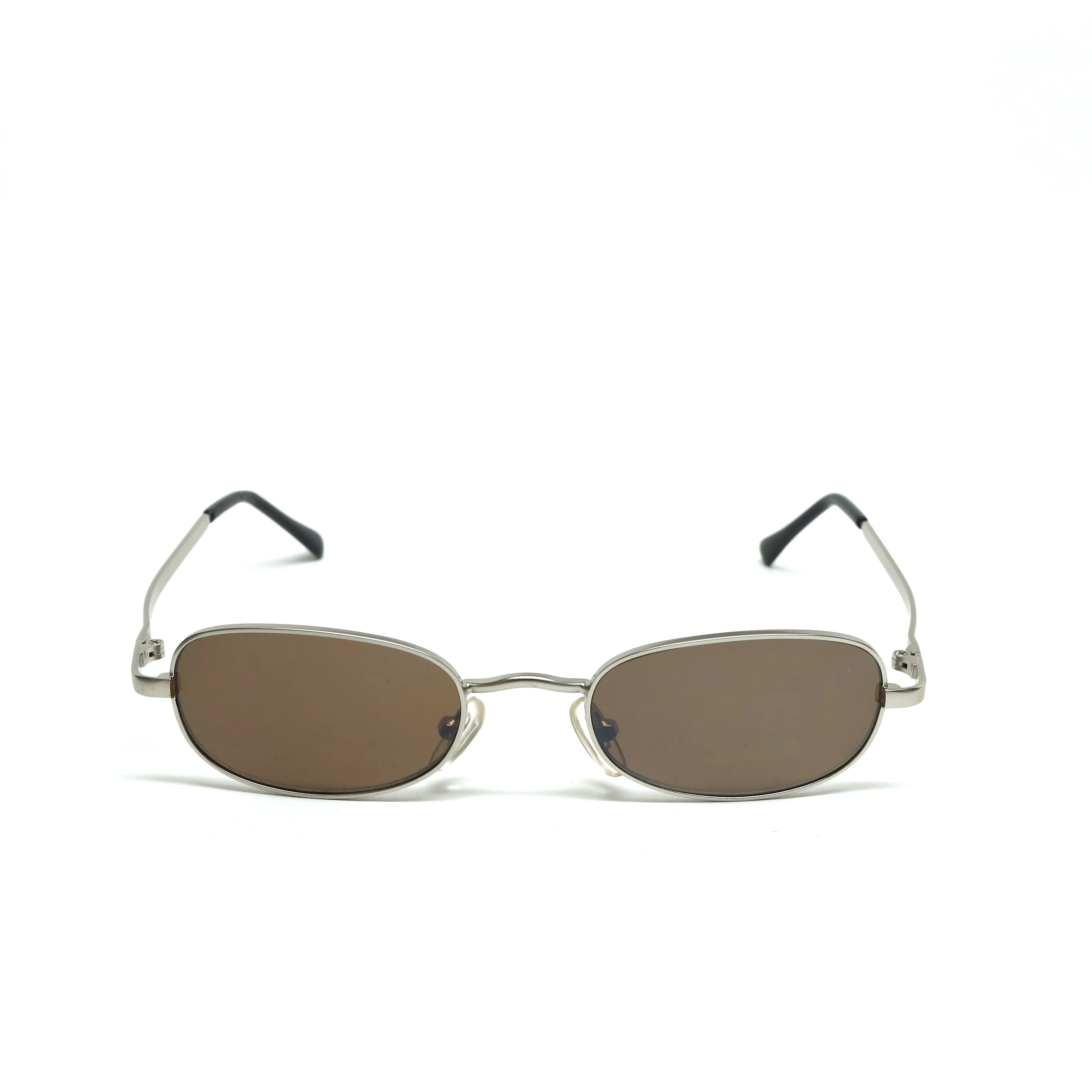 //Style M093 // Vintage 90s Small Size Matrix Style Sunglasses - Silver/Brown