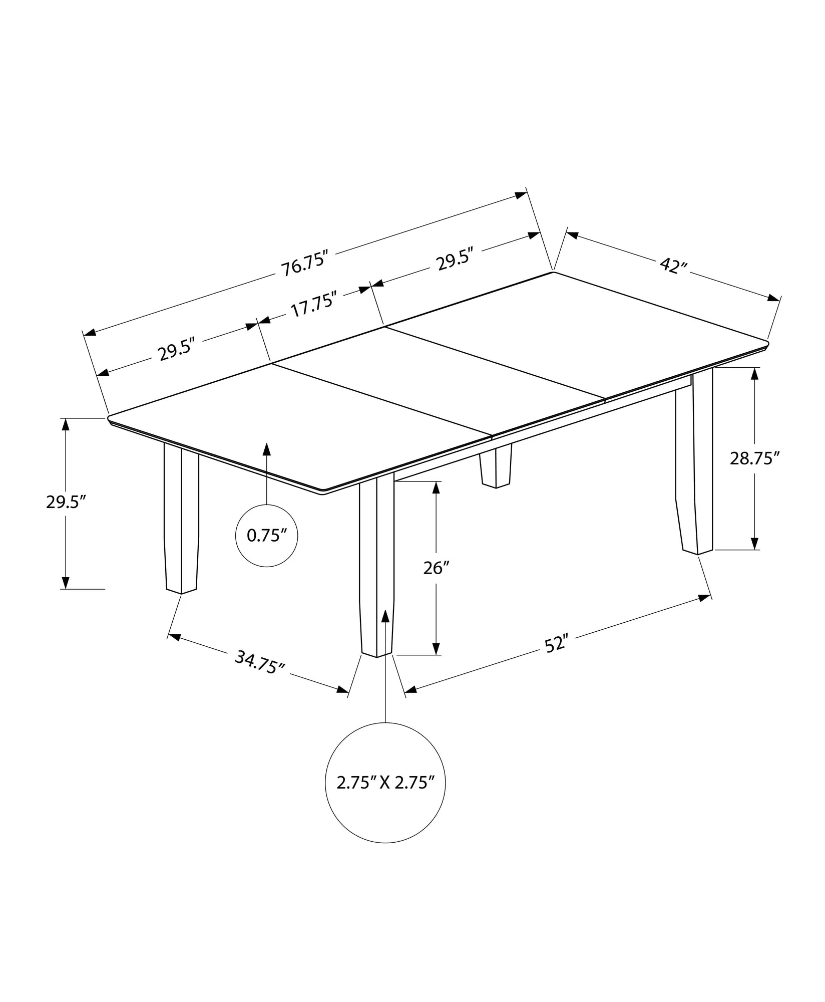 Transitional Brown Veneer Dining Table, 78" Rectangular, 18" Extension Panel